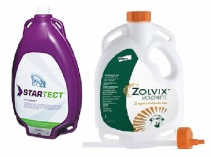 The only products in groups 4 and 5 are Zolvix (orange) and Startect (purple) respectively.